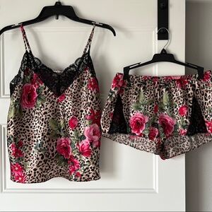 Linea Donatella Floral Leopard Print Cami and Shorts Set